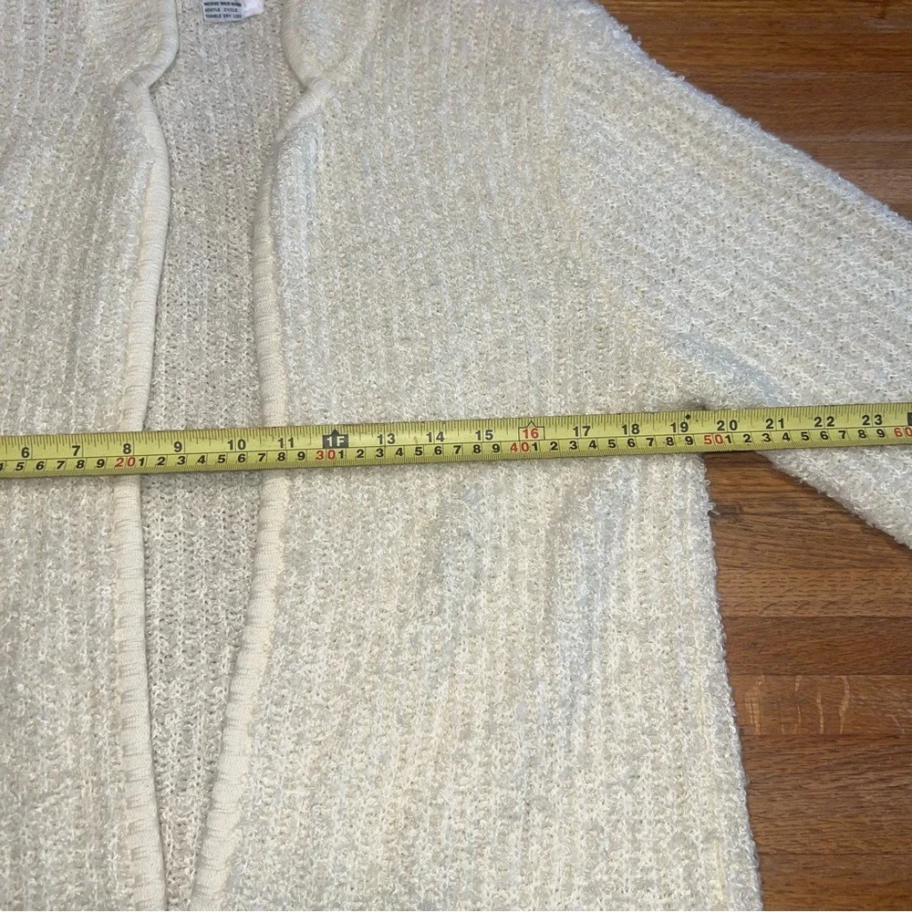 Ratio Women Medium Cream 100% Arcylic‎ Knitted Shoulder Pads Open-Front Cardigan
